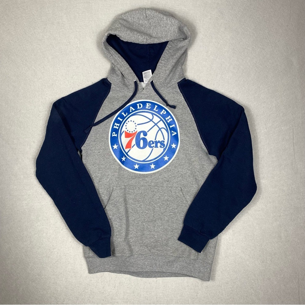 Philadelphia 76ers Hoodie Mens Small Gray Navy NBA Pullover Basketball